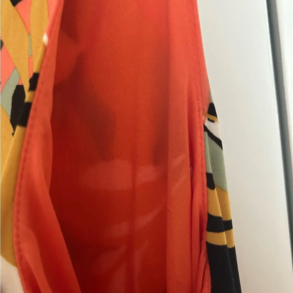 Anne Klein Multicolor Leaf Print Mini Swing Dress-A-Line. Size 10 - Picture 9 of 14